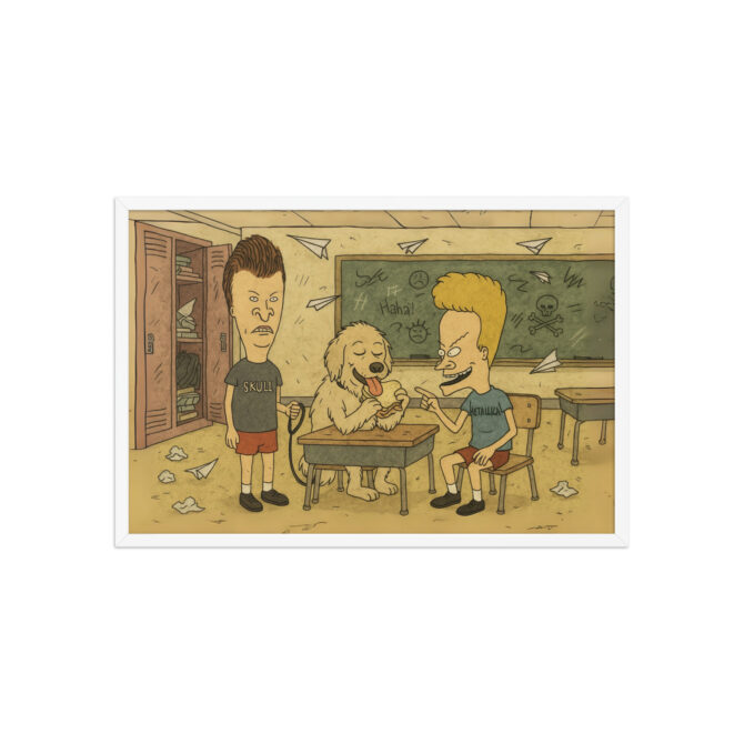 BEAVIS AND BUTT-HEAD – School Desk Chaos Custom Pet & Owner Cartoon Poster - Image 9