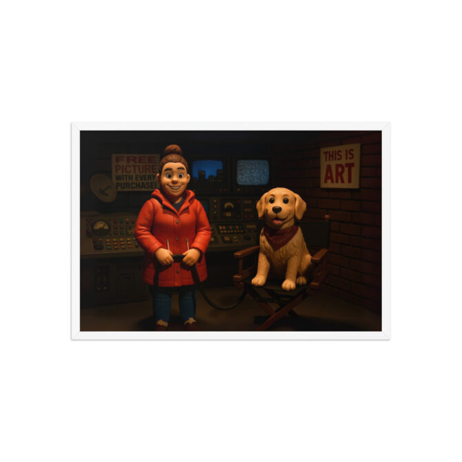 Custom Robot Chicken-Style Pet & Owner Poster – Late-Night Studio Scene - Image 9