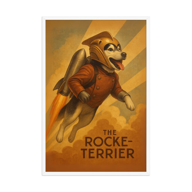 The Rocke-terrier – Custom Pet Poster in The Rocketeer Style (Framed) - Image 10