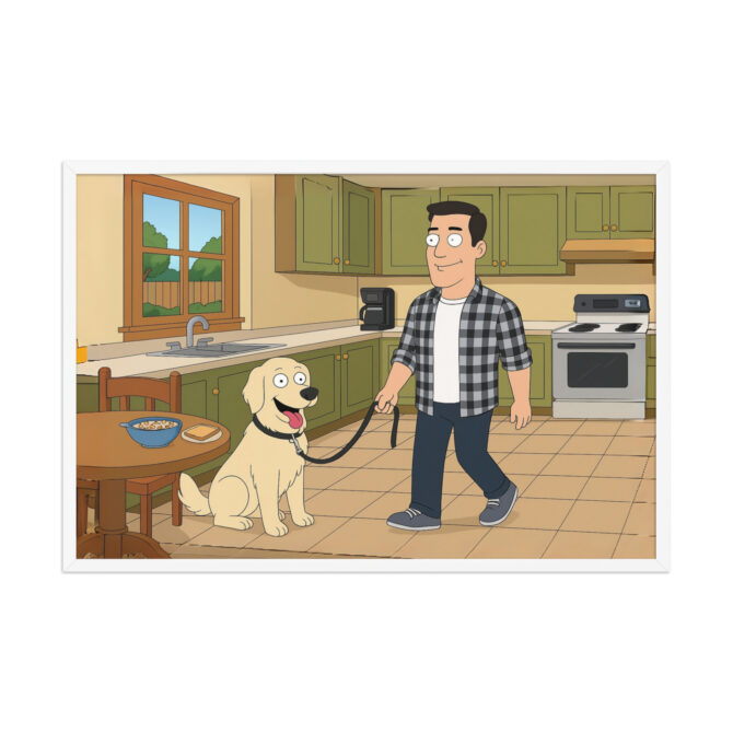 American Dad Cartoon Poster with Your Pet & You – Kitchen Scene - Image 10