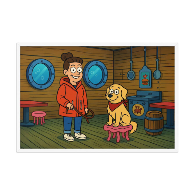 SpongeBob Cartoon-Style Pet & Owner Poster – Krabby Diner Scene - Image 10