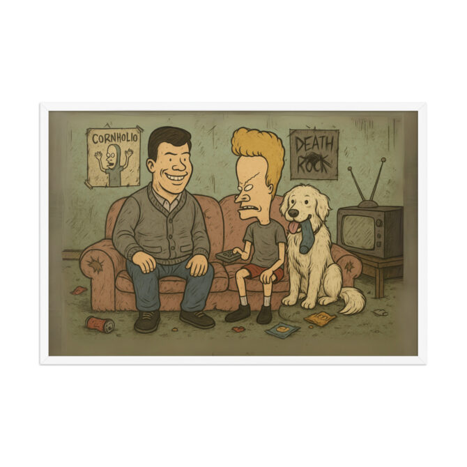 Custom BEAVIS AND BUTT-HEAD Grungy Couch Scene Pet & Owner Framed Poster - Image 10