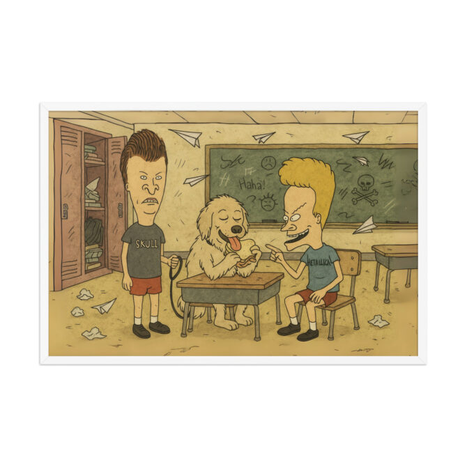 BEAVIS AND BUTT-HEAD – School Desk Chaos Custom Pet & Owner Cartoon Poster - Image 10