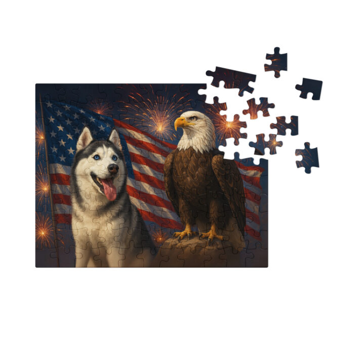 Custom Pet Puzzle – Pet & Bald Eagle Duo Patriotic Wall Art Game - Image 3
