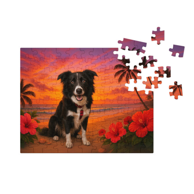 Custom Pet Puzzle – Tropical Sunset Glow Design | Unique Gift & Home Decor - Image 3