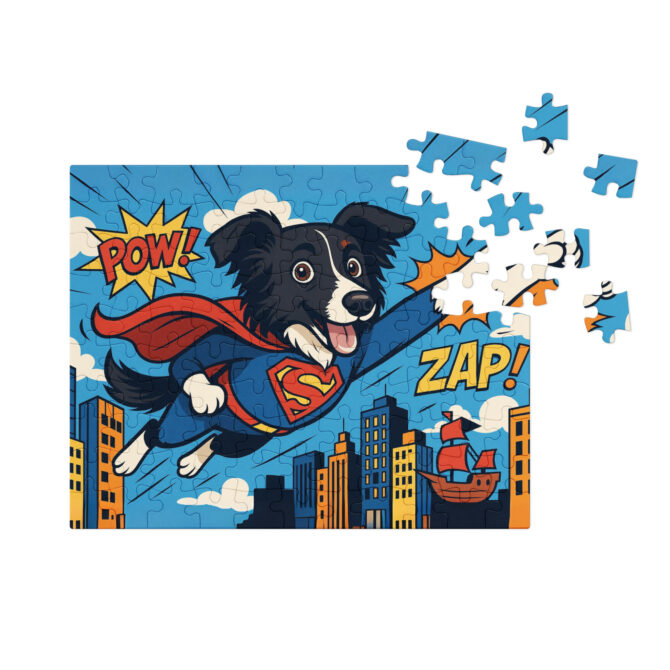 Custom Pet Puzzle – Cartoon Superhero Scene | Personalized Jigsaw - Image 3