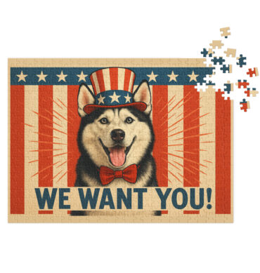 Custom Pet Puzzle – Pet as Uncle Sam Patriotic Design | Unique Gift