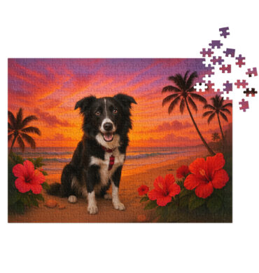 Custom Pet Puzzle – Tropical Sunset Glow Design | Unique Gift & Home Decor