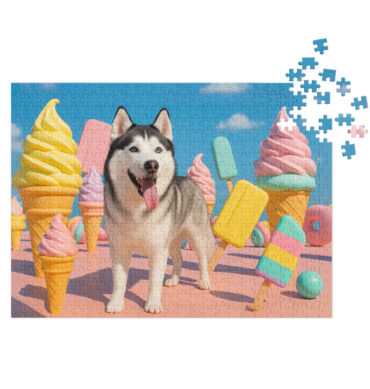 Custom Pet Puzzle – Ice Cream Delight | Personalized Jigsaw with Your Pet Photo