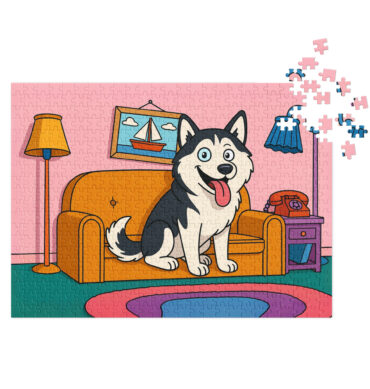 Yellow Family Living Room – Custom Pet Puzzle with Your Pet Photo