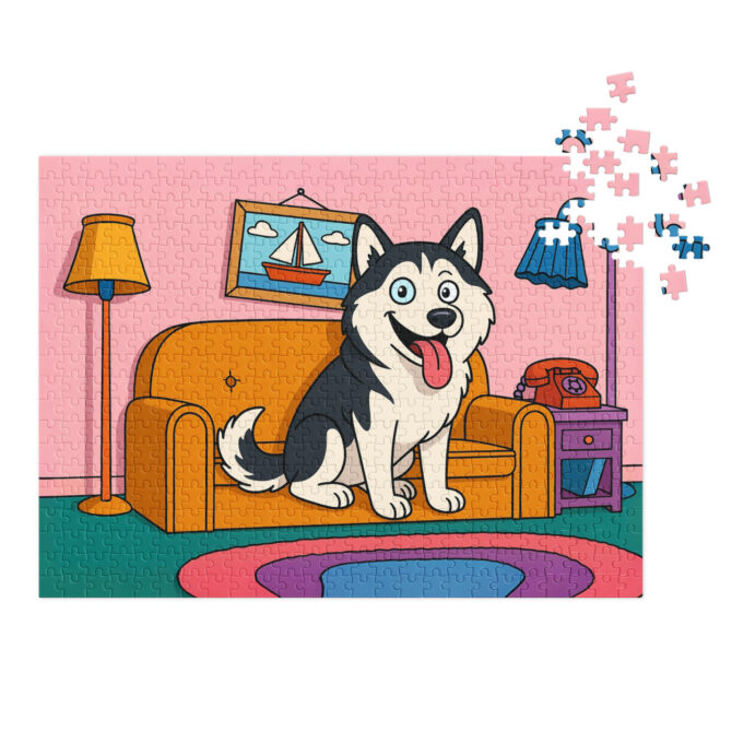 Yellow Family Living Room – Custom Pet Puzzle with Your Pet Photo