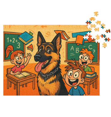 Cartoon Classroom Chaos – Custom Pet Puzzle with Your Pet Photo