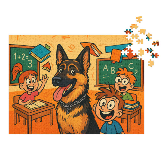 Cartoon Classroom Chaos – Custom Pet Puzzle with Your Pet Photo