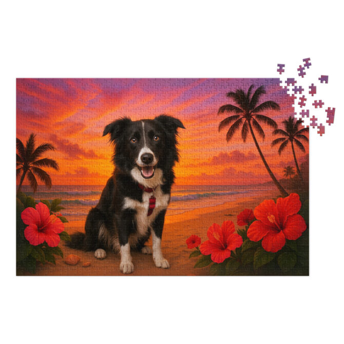 Custom Pet Puzzle – Tropical Sunset Glow Design | Unique Gift & Home Decor - Image 2