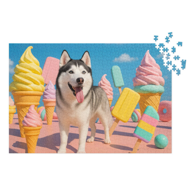 Custom Pet Puzzle – Ice Cream Delight | Personalized Jigsaw with Your Pet Photo - Image 2