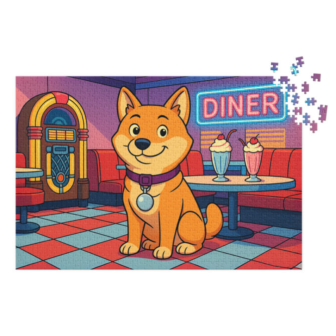 Custom Pet Puzzle – Your Pet in a Retro Diner Artwork - Image 2