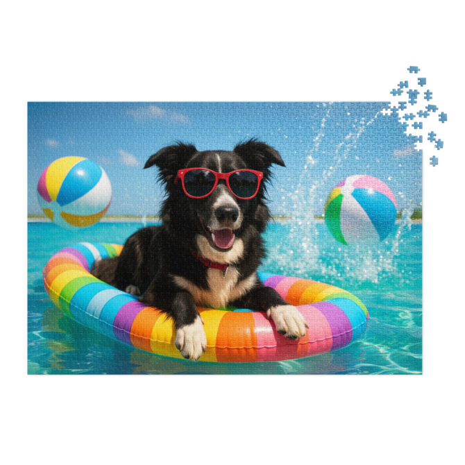 Pool Party Fun – Custom Pet Puzzle with Your Pet’s Photo - Image 4
