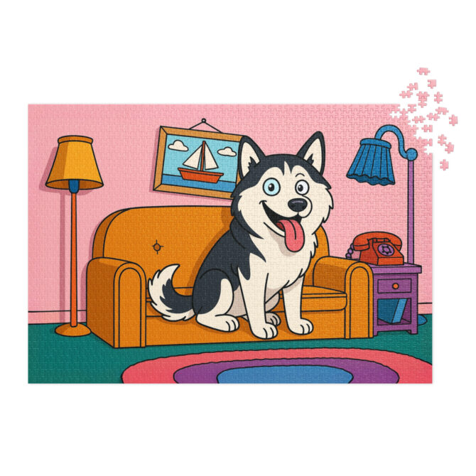 Yellow Family Living Room – Custom Pet Puzzle with Your Pet Photo - Image 4
