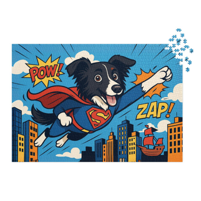 Custom Pet Puzzle – Cartoon Superhero Scene | Personalized Jigsaw - Image 4