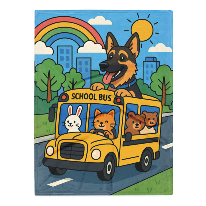 Cartoon School Bus – Custom Pet Blanket | Personalized Gift - Image 3