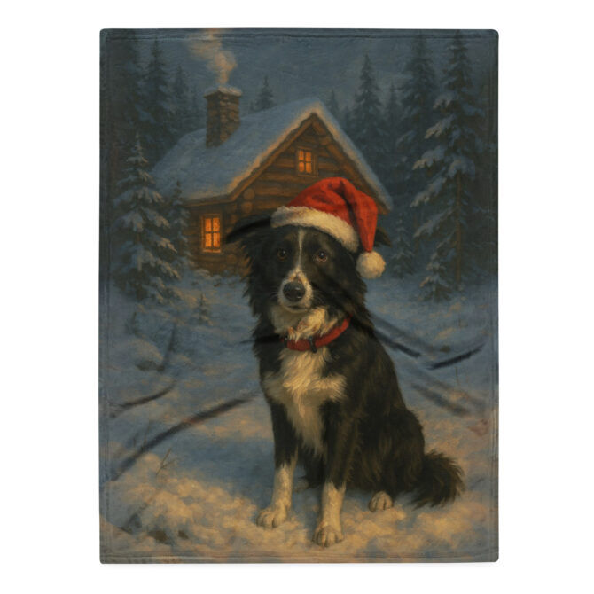 Snowy Cabin Retreat – Custom Pet Blanket with Your Pet’s Portrait - Image 3
