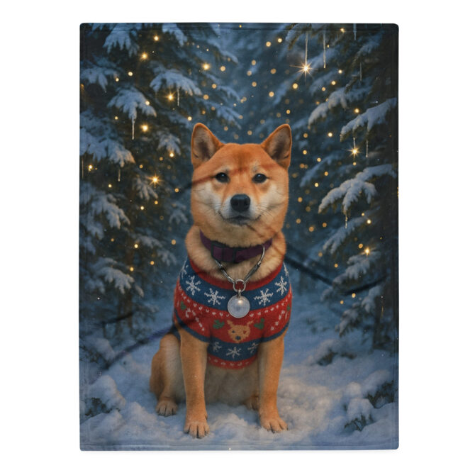 Winter Wonderland Scene – Custom Pet Blanket with Your Pet - Image 3