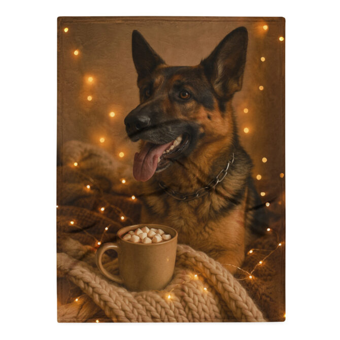 Hot Cocoa Cozy Blanket – Custom Pet Throw with Your Pet’s Portrait - Image 3