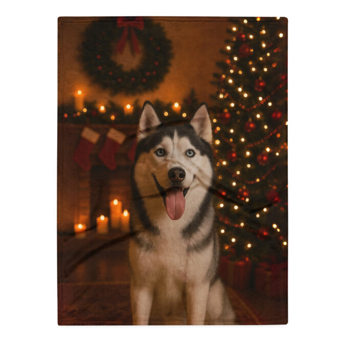 Christmas Eve Fireplace – Custom Pet Blanket | Personalized Holiday Throw - Image 3