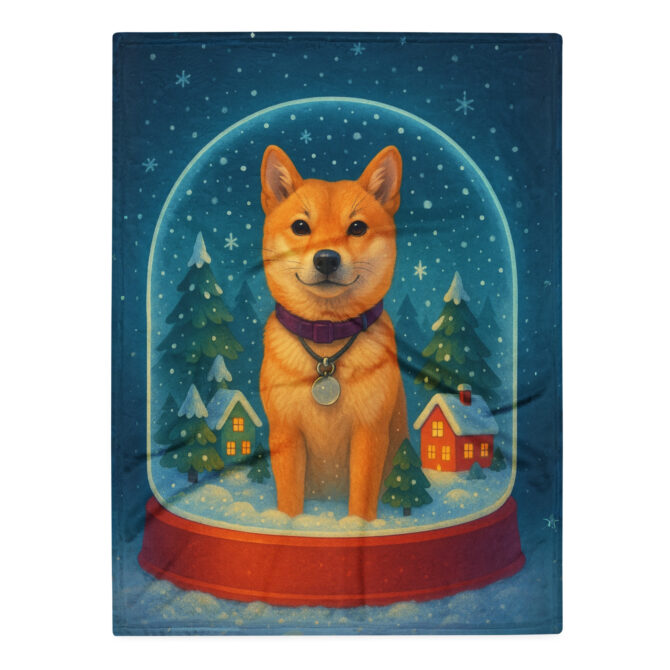 Snow Globe Magic – Custom Pet Blanket with Your Pet Portrait - Image 3