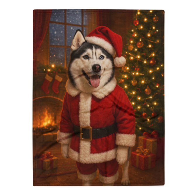 Santa Paws – Custom Pet Christmas Blanket with Your Pet’s Portrait - Image 3