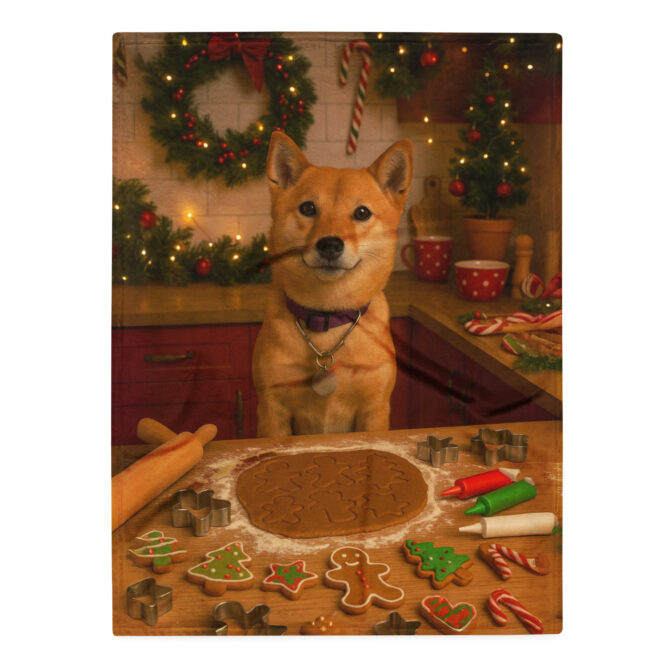 Christmas Cookie Kitchen – Custom Pet Blanket with Your Pet’s Portrait - Image 3