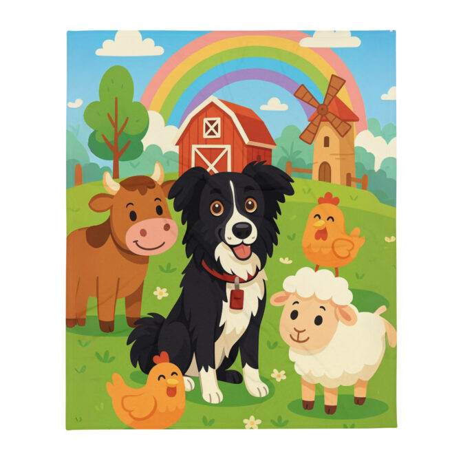 Cartoon Farm Friends – Custom Pet Blanket | Personalized Throw