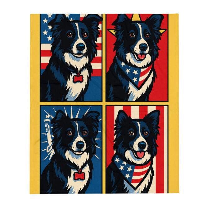 Red, White & Blue Pop Art Custom Pet Blanket | Personalized Throw