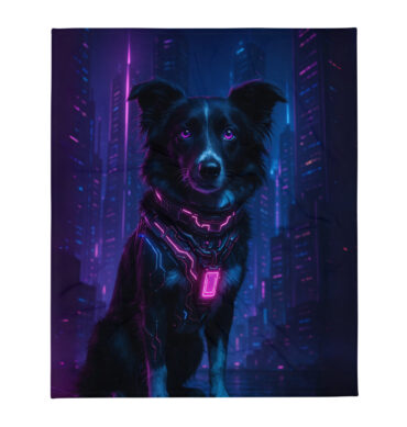 Cyberpunk Neon City – Custom Pet Blanket | Futuristic Home Décor & Gift