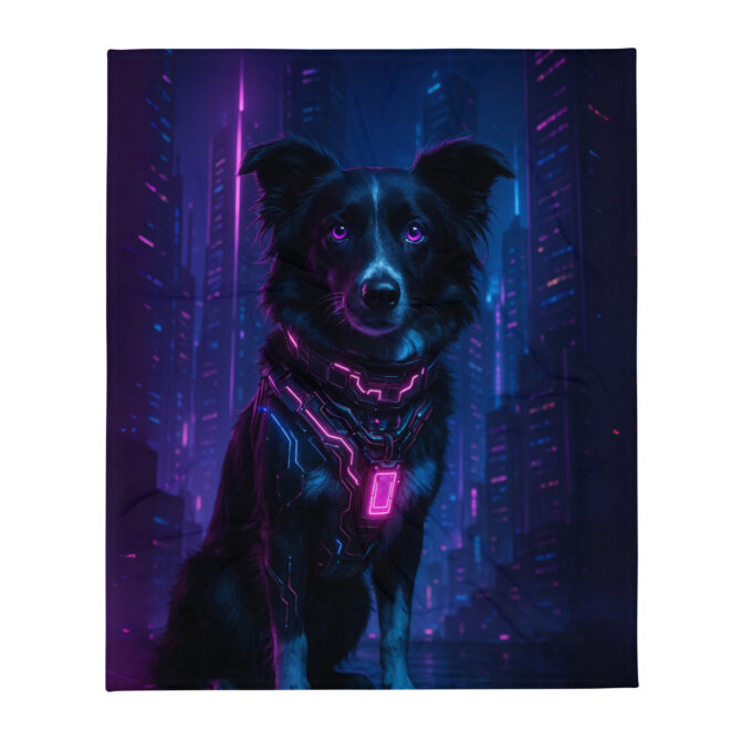 Cyberpunk Neon City – Custom Pet Blanket | Futuristic Home Décor & Gift