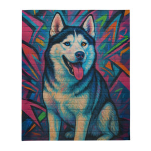 Artistic Graffiti Wall – Custom Pet Blanket with Your Pet’s Portrait