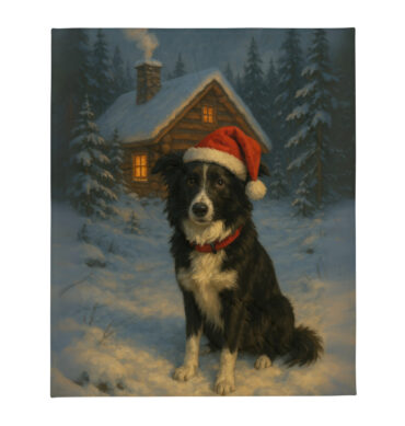 Snowy Cabin Retreat – Custom Pet Blanket with Your Pet’s Portrait