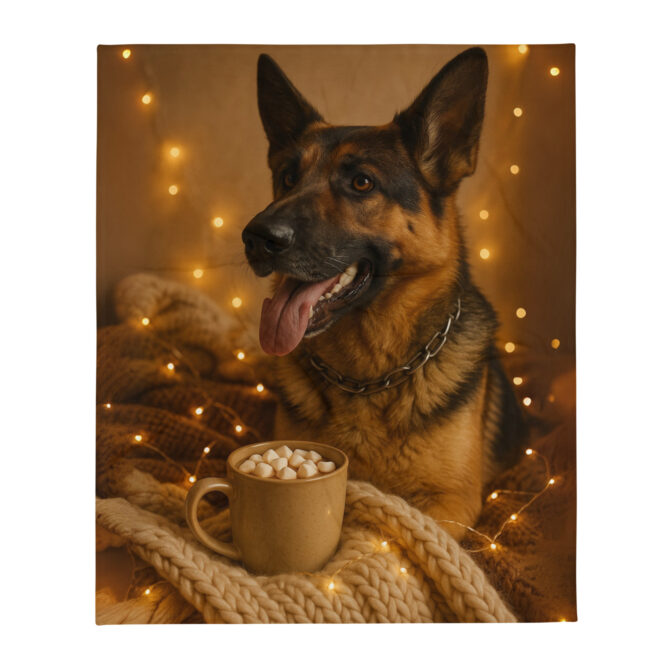 Hot Cocoa Cozy Blanket – Custom Pet Throw with Your Pet’s Portrait