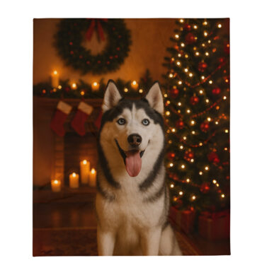 Christmas Eve Fireplace – Custom Pet Blanket | Personalized Holiday Throw