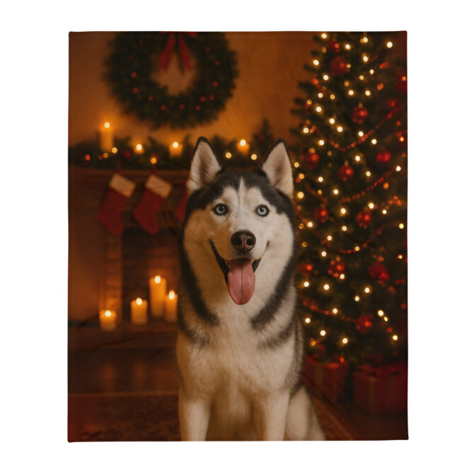 Christmas Eve Fireplace – Custom Pet Blanket | Personalized Holiday Throw