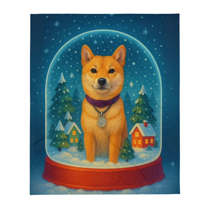 Snow Globe Magic – Custom Pet Blanket with Your Pet Portrait