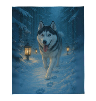 Frosty Forest Walk – Custom Pet Blanket with Your Pet