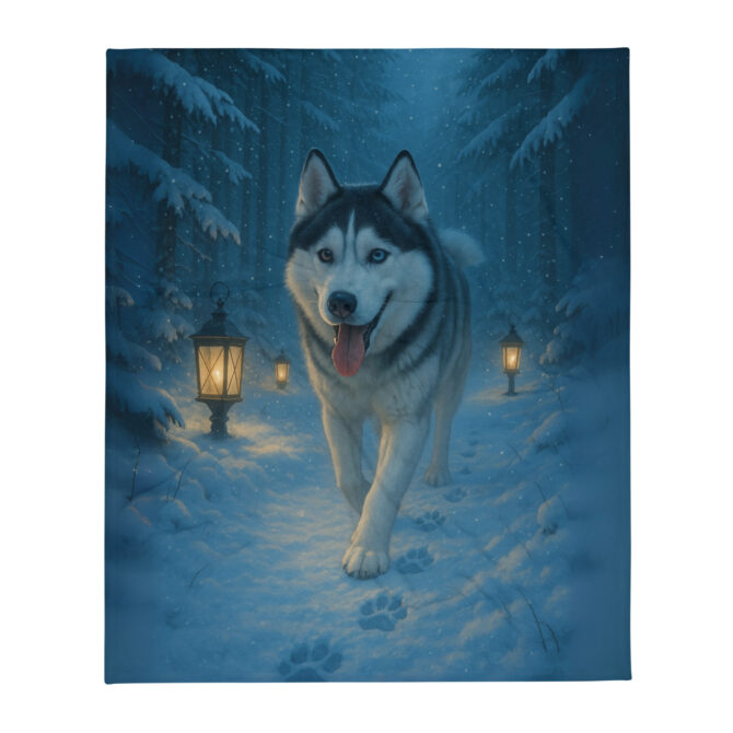 Frosty Forest Walk – Custom Pet Blanket with Your Pet