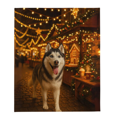 Christmas Market Lights – Custom Pet Blanket with Your Pet