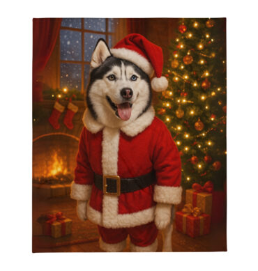 Santa Paws – Custom Pet Christmas Blanket with Your Pet’s Portrait