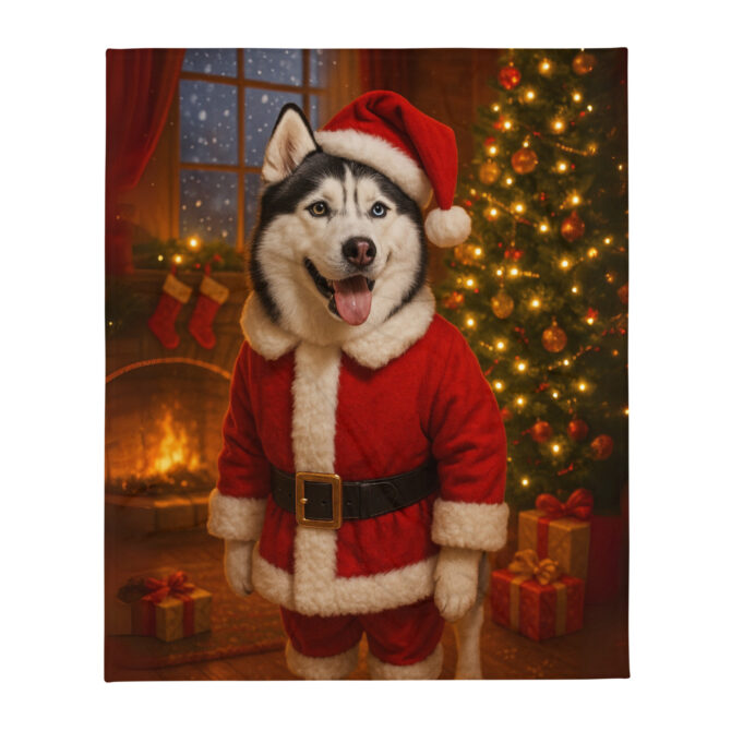 Santa Paws – Custom Pet Christmas Blanket with Your Pet’s Portrait
