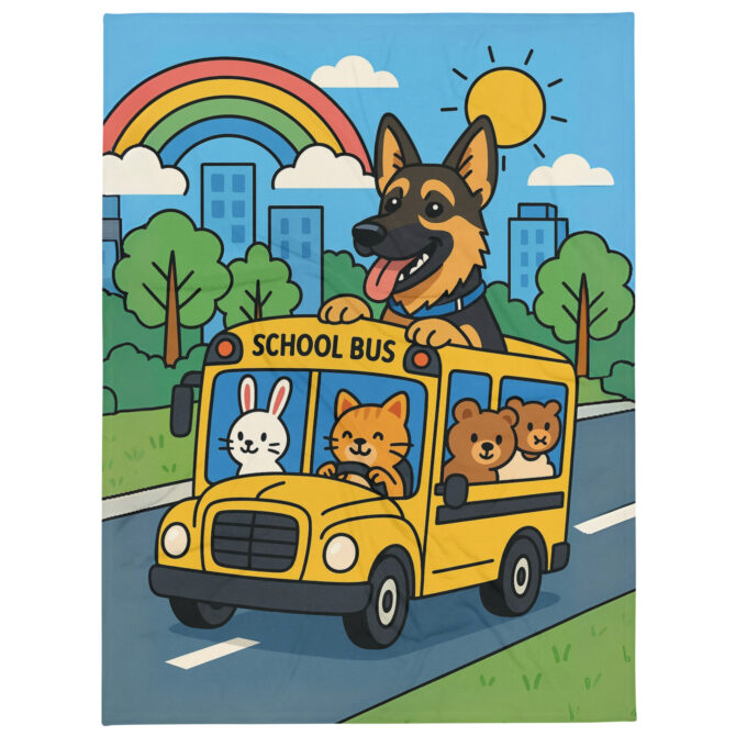 Cartoon School Bus – Custom Pet Blanket | Personalized Gift - Image 2