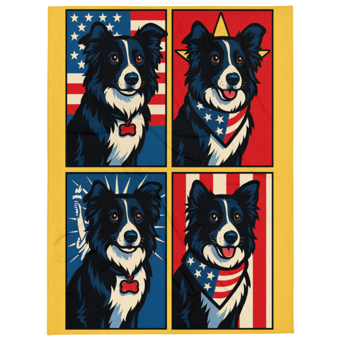 Red, White & Blue Pop Art Custom Pet Blanket | Personalized Throw - Image 2
