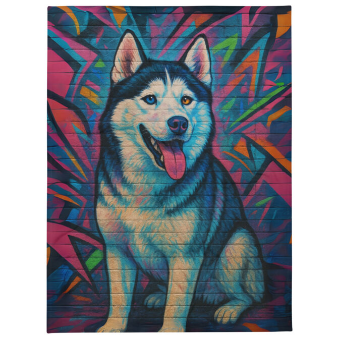 Artistic Graffiti Wall – Custom Pet Blanket with Your Pet’s Portrait - Image 2