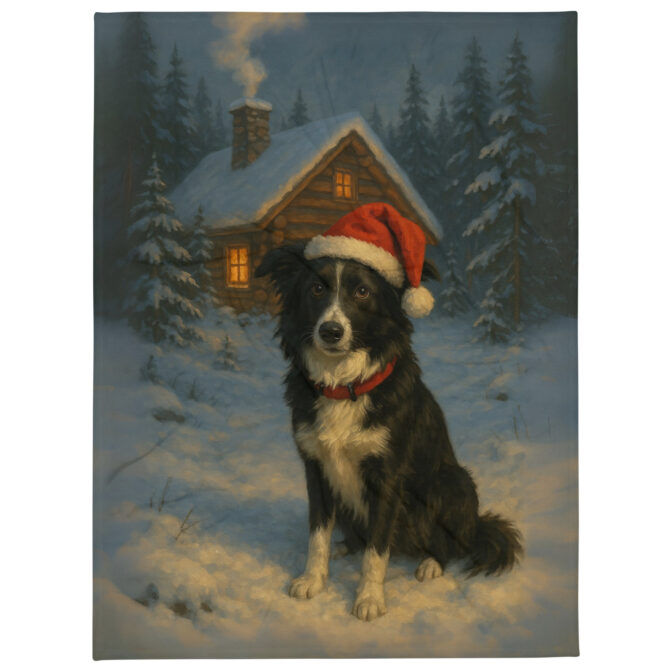 Snowy Cabin Retreat – Custom Pet Blanket with Your Pet’s Portrait - Image 2